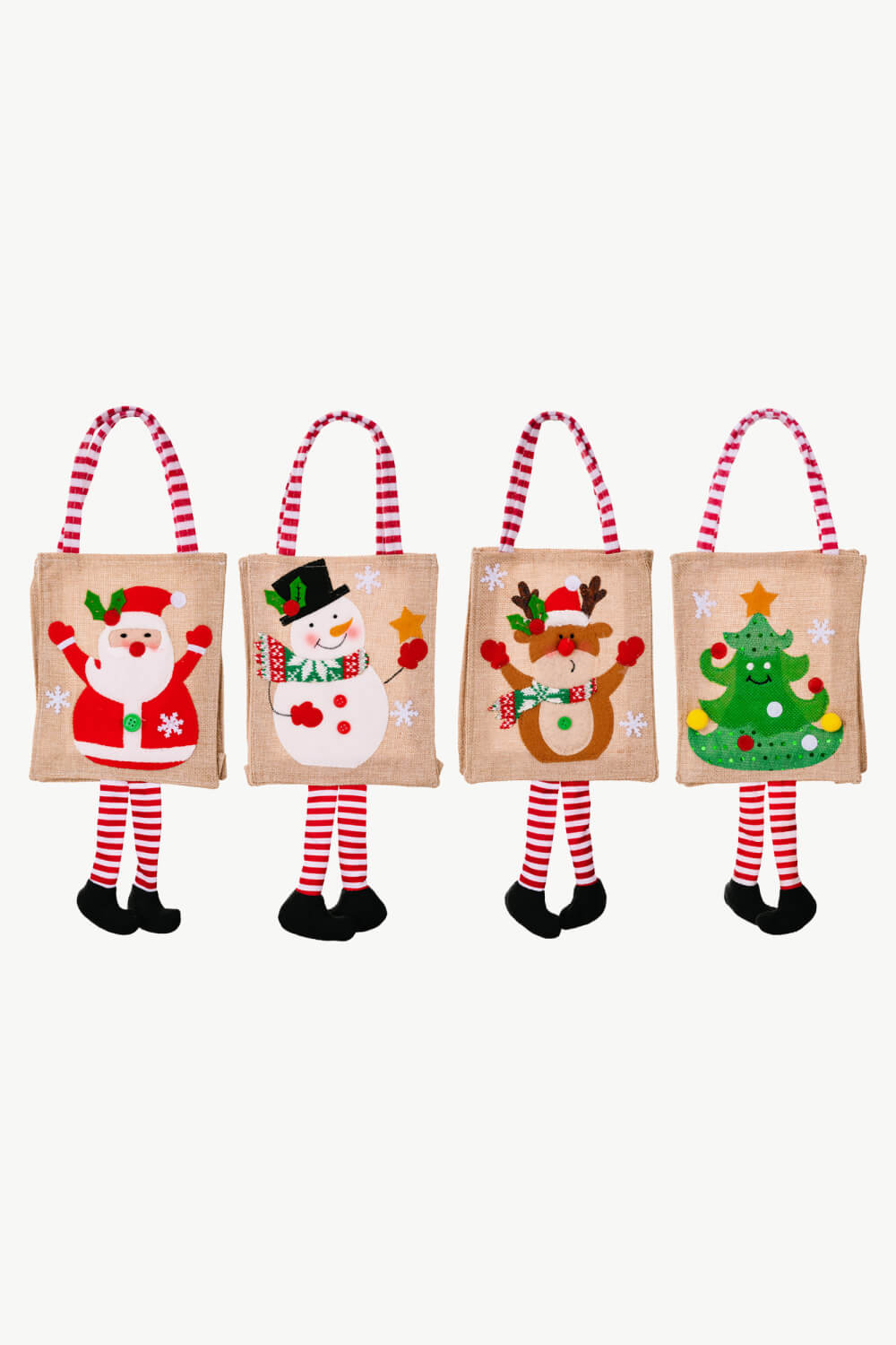 4-Pack Christmas Gnome Graphic Striped Gift Bag