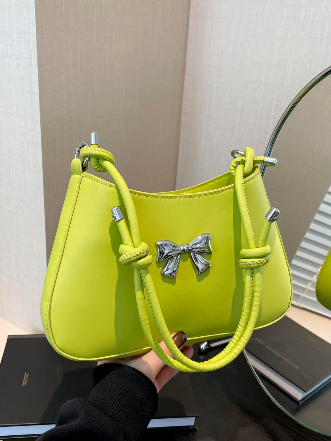 Bow PU Leather Knotted Strap Handbag