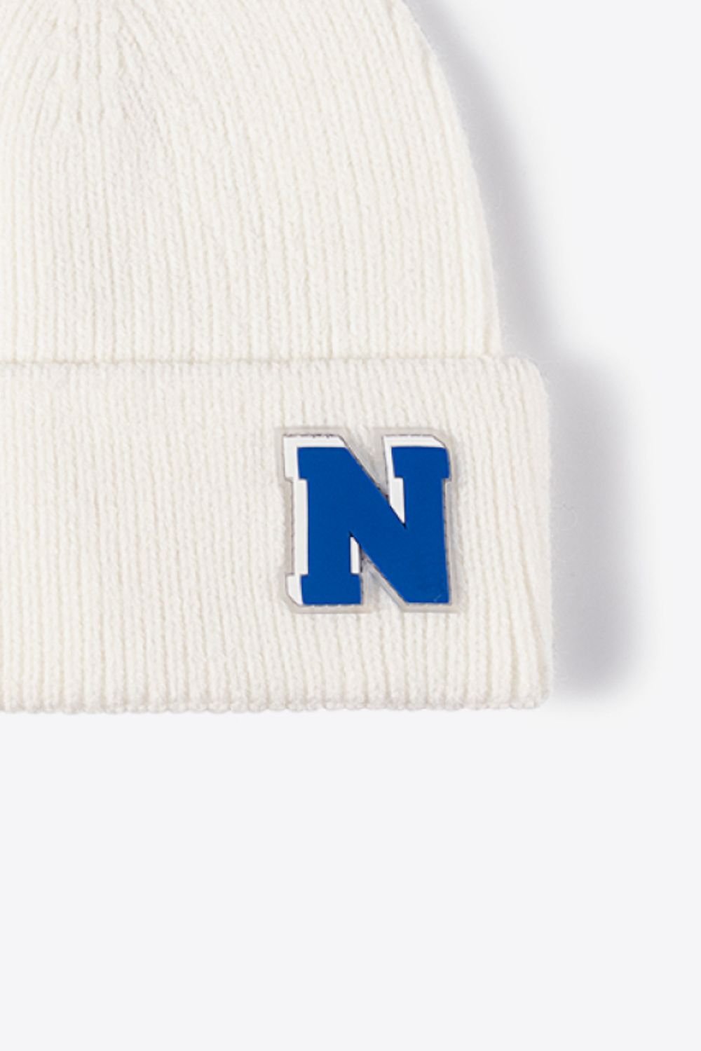 Letter N Patch Cuffed Knit Beanie