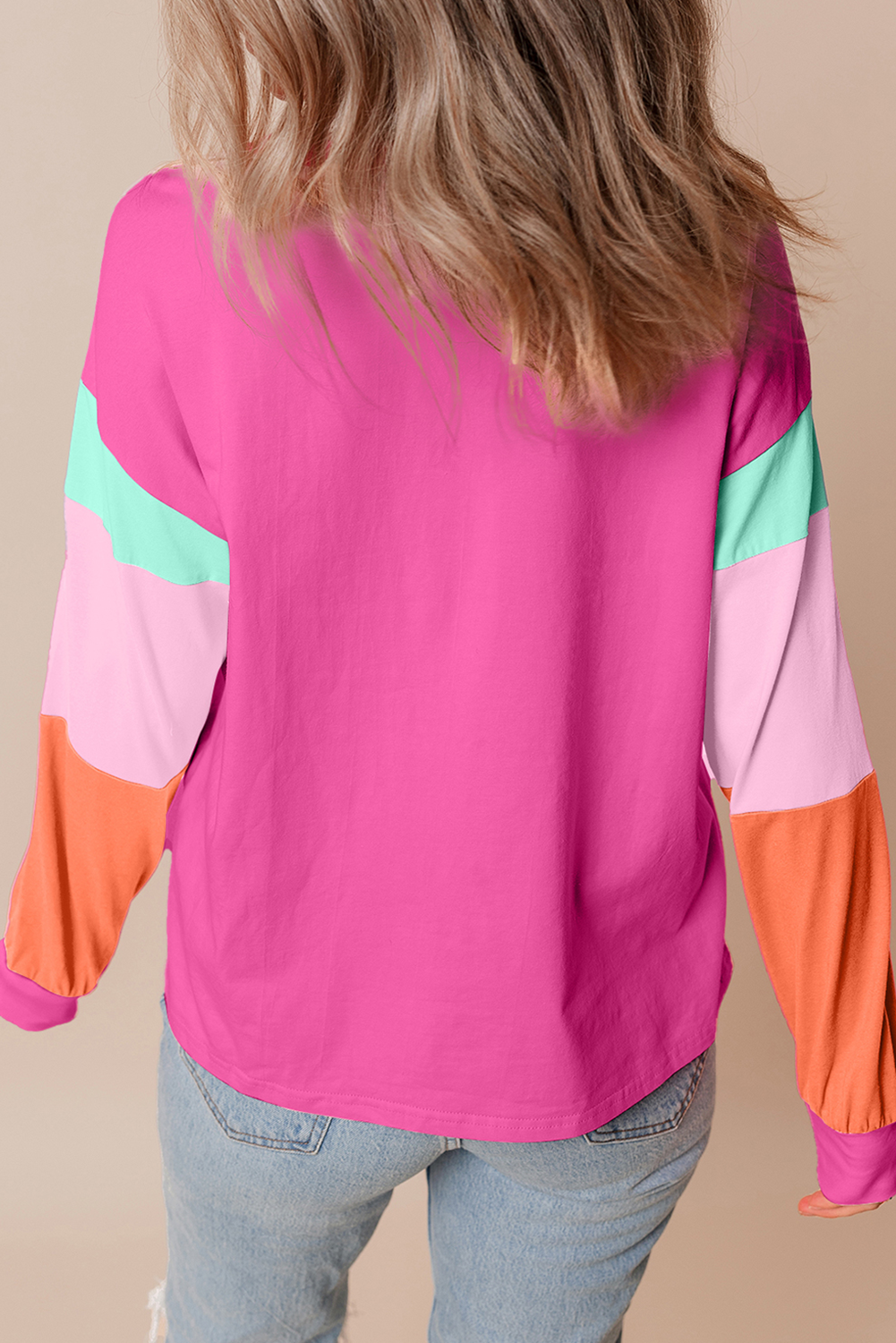 Rose Red Nutcracker Merry Christmas Graphic Colorblock Long Sleeve Tee