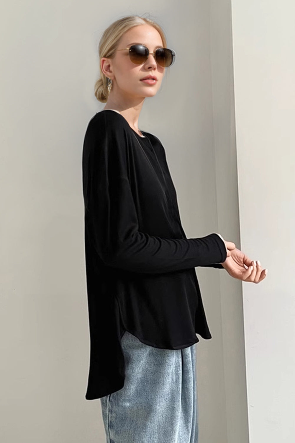 Basic Bae High-Low Long Sleeve T-Shirt