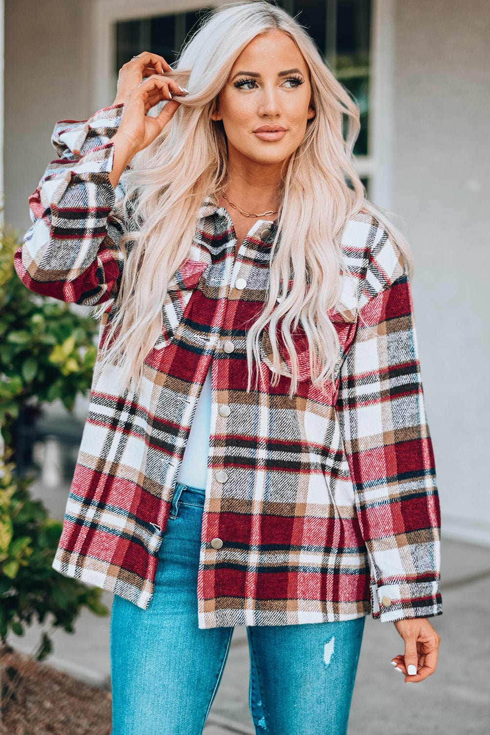 Lover Crush Outerwear/Plaid Shackets LC255462-3-S